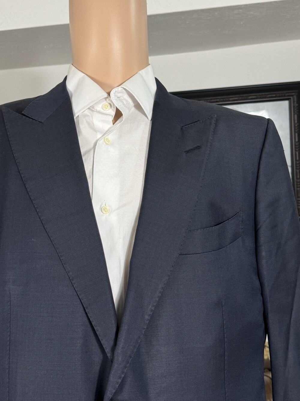 Tom Ford Navy Blue Peak Lapel Suit Jacket 56/46 Men’s Wool